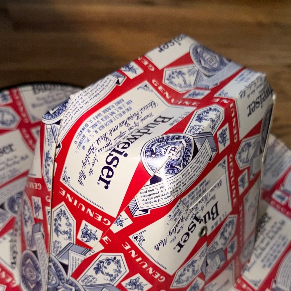 Cardboard Budweiser Cowboy Hat - Red, White, and Blue